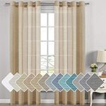 H.VERSAILTEX Decorative Home Fashion Linen Sheer Curtains Extra Long Curtains for Living Room, 1 Pair Natural Open Weave Linen Curtains Sheer Grommet Top (Set of 2, 52 by 108 Inch, Tan)