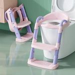 Potty Training Seat with Step Stool Ladder,Potty Training Toilet for Kids Boys Girls, Toddlers-Comfortable Safe Potty Seat with Anti-Slip Pads (Pink New)