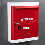 Plantex Durable Plastic Letter Box/Suggestion Box for Office/Letter Box for Home gate with Key Lock/Complaint Box/Mail Box - (Red & White), Wall Mounted