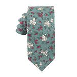 AUSCUFFLINKS Teal Floral Skinny Ties | Cotton Neckties | Gift for Men | Work Ties for Him | Birthday Gift for Guys (Teal Floral)