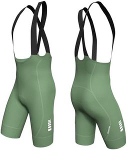 Lo.gas Mens Cycling Bibs Shorts 3D Padded Bike Shorts High Stretch Quick-Dry 3 Pockets & 2.56 Inch Non-Slip Leg Grippers Grass Green L