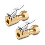 HIYITKS Air Chuck, 2 Pcs Heavy Duty Brass Air Chuck Closed Flow Straight Tire Chuck with Lock-on Clip 1/4" Female NPT Tire Air Chuck for Tire Inflator Pressure Gauge Air Pump Compressor Accessories