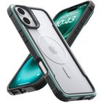 RAPTIC Shield Magnetic for iPhone Plus Case, Compatible with MagSafe, [for 2024 Shutter Button Shockproof Clear Case], Military Grade 13FT Drop Tested, Durable Aluminum Frame, 6.7 inch, Green