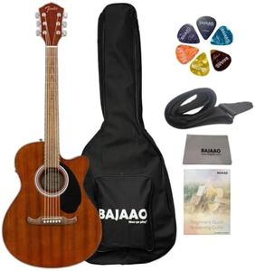 Fender FA135CE Electro-Acoustic Guitar Concert Cutaway Electronics with Gig-Bag, Polishing Cloth, Strap, Picks & E-Book - Mahogany