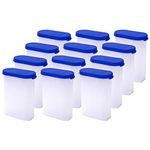 Mahaware Modular Mini Oval Plastic Kitchen Container Set, 275ml, Set of 12, Blue