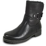 kozi Canada Women Waterproof Ankle Winter Casual Bootie GENESIS Fur Boot Hook-and-Loop Strap and Buckle Black Women Size 8