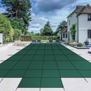 Garvee Pool Safety Inground Pool Cover for 16x32ft Pool with Center Steps,Installation Tools,Ultra-Dense Safety Pool Cover 18x34ft for Inground Pools