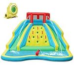 KOTEK Inflatable Water Slide, Giant Blow up Water Slides for Kids Backyard Fun with Large Splashing Pool, 2 Slides & Climbing Wall, Outdoor Waterslide Inflatables Water Park(with 735W Blower)