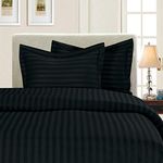 Elegant Comfort Best, Softest, Coziest 3-Piece Duvet Cover Sets! - 1500 Premier Hotel Quality Luxurious Wrinkle Resistant 3-Piece Damask Stripe Duvet Cover Set, King/Cal-King, Black