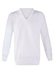 Style Moda Mens Classic Premium Ribbed V-Neck Bowling Lawn White Knitted Jumper Vest S-5XL (Jumper L)