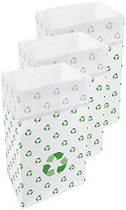 Clean Cubes 30 Gallon Disposable Trash Cans (3-Pack). Reusable Garbage and Recycling Bins for Parties, Events, and More (Recycle Pattern - 30" Tall x 14" Wide 17" Deep)