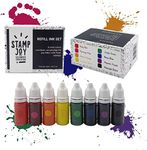 Stamp Joy - Premium Refill Ink for Self Inking Stamps and Stamp Pads, Ink Pads, Water-Based, 8 Color Set