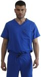 Members Only Men's Manchester V-Neck Scrub Top with 3 Pocket (Royal Blue, Medium)