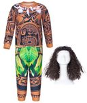 Mavoka Boys Costume Polynesia for Kids Halloween Party Cosplay 7-8Years Brown