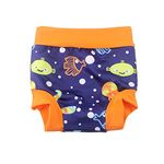 BabyPreg Baby Kids Swim Nappies Cover Diaper Pants High-Waisted Belly Protection Swimming Shorts (Blue (Fish), 3-5 Years)