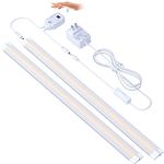 Under Cabinet Lighting 20Inch LED Light Bar Dimmable Under Counter Light Fixtures for Kitchen,Desk,Shelf Light Strip,Undercabinet Lights,Closet Light Plug in with Manual Sensor,3000K Warm White,2pcs