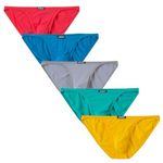 JINSHI Men G String Low Rise Bikini Briefs Underwear (Blue/Red/Green/Yellow/Grey 5 Pack)