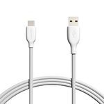 Amazon Basics USB-C to USB-A 2.0 Fast Charge and Data Transfer Cable, 480Mbps Speed, USB-IF Certified, for Apple iPhone 15, iPad, Samsung Galaxy, Tablets, Laptops, 1.8 m, White