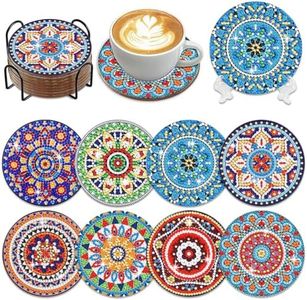 Muzagroo Art Mandala Diamond Painting Kits for Adults DIY Coasters with Holder, 5D Diamond Art Kits for Beginners, Diamond Dot Kits Gem Art Stress-reducing Handicrafts for Adult Crafts 8 PCS (Mandala)