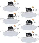 HALO LT 5/6 inch Selectable 3CCT (3000-5000K) Integrated LED, White Recessed Light, Dimmable Retrofit Trim (6 Pack)