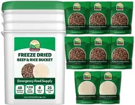 68 Serving Freeze Dried Beef & Rice Bucket | Premium Emergency Food Supply, Contains 924 g Protein | Non-GMO Survival Food 25 Year Shelf Life | Prepared Foods Survival Kits from Valley Food Storage