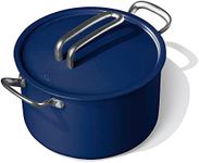 Nontoxic, nonstick BPA-free Risa kitchen stock pot with lid and pot holders for gas, electric, & induction stove by Eva Longoria - Deep Blue