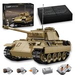 Cada C61073W Panther Tank Clamping Blocks, CADA Technology Car Remote Control with Motor, (Designer: Maciej Szymanski) MOC Tracked Tank Model