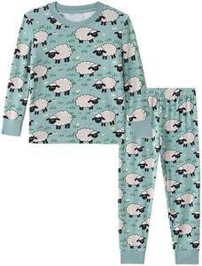 NewSeed So Soft Kids 2-Piece Viscose from Bamboo Outfit Set, Long Sleeve Top & Leggings, Cozy Base Layer for Boys & Girls (Cute Little Sheep, 9-10Y)