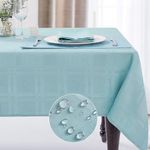 JUCFHY Soild Plaid Jacquard Table Cloth Elegance Wrinkle Resistant Contemporary Woven Decorative Tablecloths, Spillproof Soil Resistant Holiday Table Cover, 52 X 70, Sky Blue