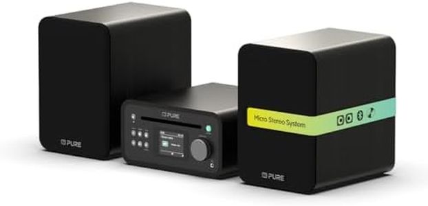 Pure Classic Stereo Mini micro hi fi system mini hifi system with CD player DAB+ & FM radio Bluetooth 5.3 USB AUX headphone jack 40W true stereo 2×20W woofers remote control – Black