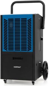 COSTWAY 163 Pint Commercial Dehumidifier, Crawl Space Dehumidifier with Pump & Drain Hose, 24H Timer & 4 Wheels, Industrial Dehumidifier for Basement, Warehouse, Water Damage Restoration (Blue)