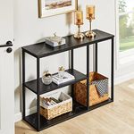 WOHOMO Console Table, 12'' Narrow Entryway Table for Living Room, 31.5'' x 31.5'' Black Marble Industrial Sofa Table with 3-Tier Storage Shelves for Corridor, Hallway, Black Marble