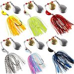 Spinnerbait Bass Fishing Lures Kit 3/4oz Buzzbait Spinner Lures Bass Trout Salmon Multicolor Spinner Bait Swim Jigs with 2 Colorado Blades for Freshwater Saltwater Fishing