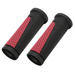 TOPCABIN Bike Grips Short Mini Bicycle Handlebar Grips Fit Many Standard Bikes 2PCS 90MM Length (Black + Red)