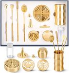 Molgayol 12 Pcs Incense Burner Kit, Brass Incense Making Kit, Incense Seal Mold Incense Cone Tower Mold Incense Holder for Yoga Meditation Home Fragrance