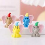 AK Store (Pack of 4) 3D Cute Cartoon Shape Rubber Pencil Erasers, School Stationery for Kids, Boys Girls, Birthday Return Gifts (Elephant Head)