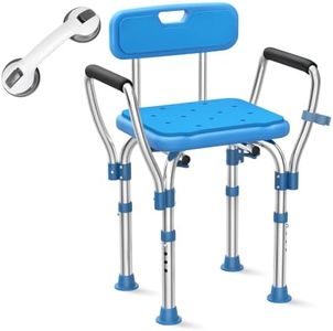 UGarden Heavy Duty Stainless Steel Shower Chair Seat, 500lbs Bath Chair w/Armrests and Back, Adjustable & Extra Wide Shower Chair for Bathtub, Shower Chair for Inside Shower, Shower Stools for Seniors