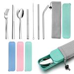 HaWare Portable Travel Utensils with Case, Stainless Steel Silverware Set for Camping Office School Lunch, Including Knife Fork Spoon Chopsticks, Reusable and Dishwasher Safe(Green)