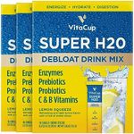 VitaCup Super H2O Bloating Relief and Digestive Health Drink Mix Packets, Probiotics, Prebiotics, C & B Vitamins, Lemon Flavor Water Enhancer Packets, 48 ct