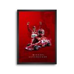 LAMRON Michael Schumacher F1 HQ 2022 Ed. Wall Decoration Art Framed Poster, 8 Inch x 12 Inch, Glass with 0.5 Inch Black Wooden Frame