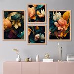 BANGERZ Large Framed Wall Paintings for Home Decoration - Modern Artwork for Living Room, Bedroom, Office, Hotel, Cafe - Set of 4 Decorative Big Size Photo Frames - Stylish Wall Decor and Artistic Statement Pieces