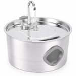 Macushla 3.2L Stainless Steel Cat Water Fountain with LED, Automatic Pet Drinking Fountain for Cats & Small Dogs, Ultra Quiet USB Pump, Water Level Window