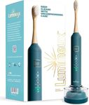 Lumineux Sonic Electric Toothbrush for Adults - Bamboo Heads -Deep Ocean (Blue)- Includes 2 Super Soft Bristle Bamboo Tooth Brush Heads, Charging Station & USB Charge Cord - Rechargeable