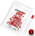 Chanzon 100 pcs 3mm Blinking Red LED Diode Lights 1.5Hz Flashing (Diffused Lens Frosted Round DC 2V 20mA) Bright Lighting Bulb Lamps Electronics Components Indicator Light Emitting Diodes