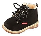 Happy Cherry Boys Girls Ankle Boots Fur Lined Winter Autumn Warm Shoelace Snow Boots Shoes with Zipper Black Size 23