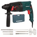 WONDERCUT WC-GP-26-B Corded Electric Rotary Hammer with 26mm SDS Plus,1600W Copper Armature,5 Functions with Vibration Control, With Bmc Box,3 Drill Bits,2 Chisel,1 Metal Depth Gauge | Blue & Black