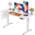 ErGear Height Adjustable Electric Standing Desk, 48 x 24 Inches Sit Stand up Desk, Memory Computer Home Office Desk with Splice Board (White)