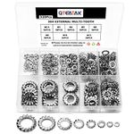 QTEATAK 320Pcs Stainless External Multi-Tooth Star Lock Washers Assortment Set-304 Stainless Steel, 8 Size (M2.5 M3 M4 M5 M6 M8 M10 M12)