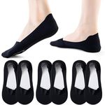 Autoor Women's No Show Socks Ultra Low Cut Liner Socks Non Slip Invisible Black Sock for Flats High Heels 6 Pairs,Size 6-8