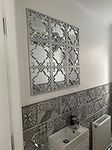 Biznest Set Of 3 Silver Moroccan Tile Mirrors Moroccan Wall Art Hanging Mirrors Square